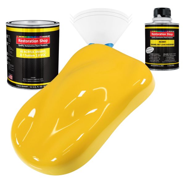 Sunshine Yellow Acrylic Enamel Auto Paint - Complete Quart Paint Kit - Professional Single Stage Automotive Car Truck Coating, 8:1 Mix Ratio 2.8 VOC Fashion