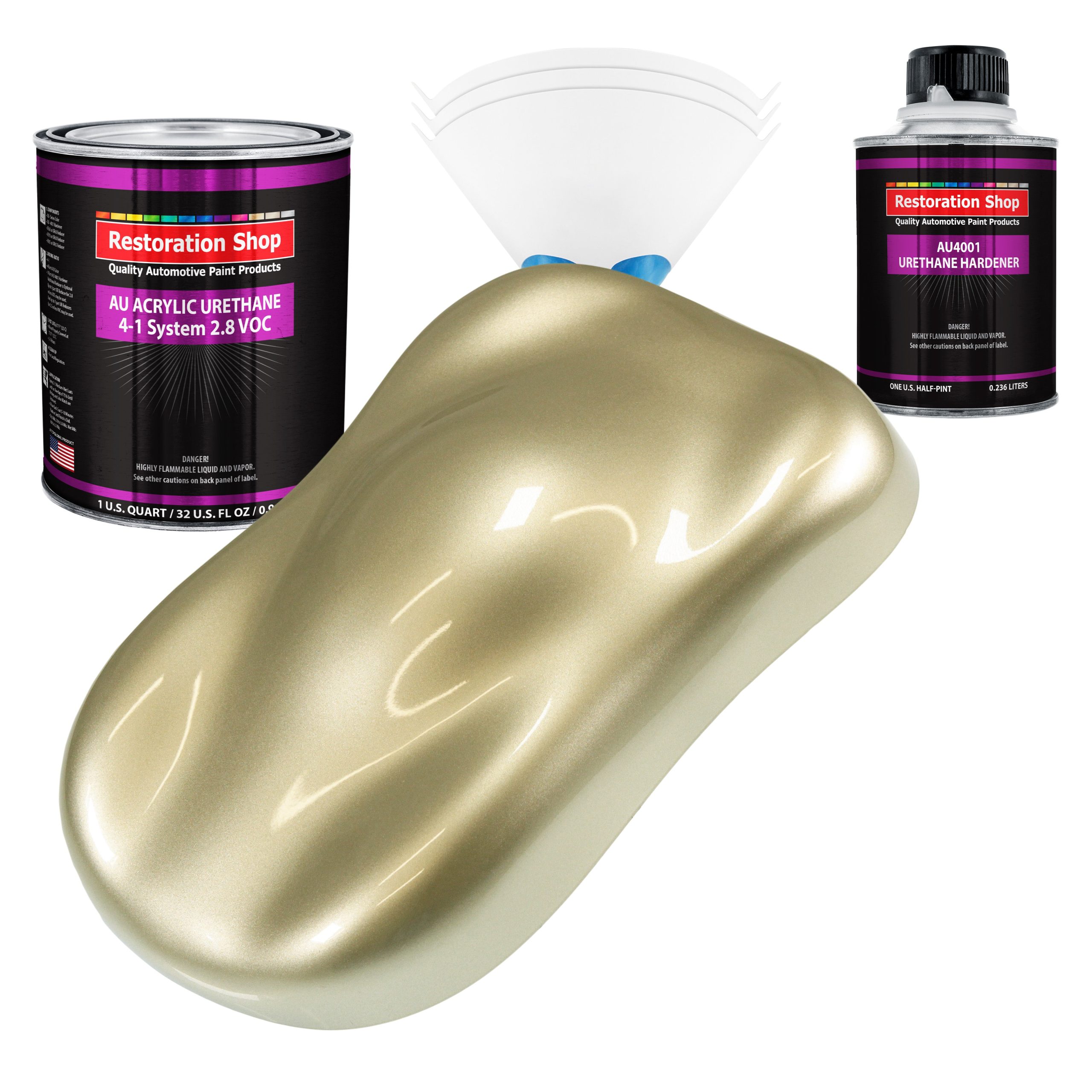Antique Gold Metallic Acrylic Urethane Auto Paint – Complete Quart Paint Kit – Professional Single Stage Automotive Car Coating, 4:1 Mix Ratio 2.8 VOC Cheap