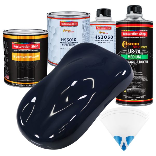 Midnight Blue - Urethane Basecoat with Premium Clearcoat Auto Paint - Complete Medium Quart Paint Kit - Professional High Gloss Automotive Coating Online