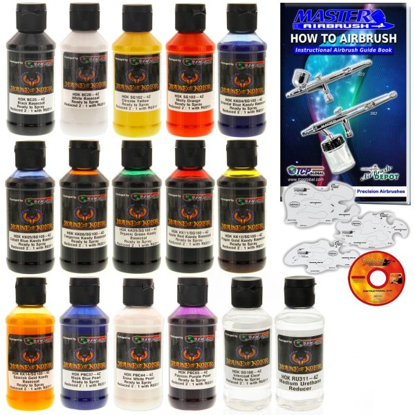 14 Color Fire Kit - Kandy, Graphic, Metallic and Pearl Basecoats with Stencils & DVD, 4 oz (Ready-to-Spray) Fashion - Image 4