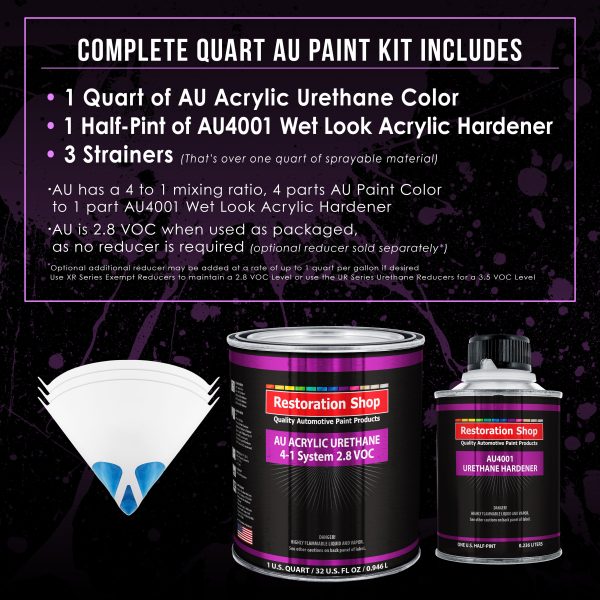 Meteor Gray Metallic Acrylic Urethane Auto Paint - Complete Quart Paint Kit - Professional Single Stage Automotive Car Coating, 4:1 Mix Ratio 2.8 VOC on Sale - Image 2