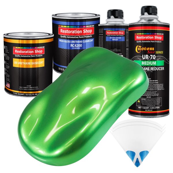 Firemist Lime - Urethane Basecoat with Clearcoat Auto Paint - Complete Medium Quart Paint Kit - Professional High Gloss Automotive, Car, Truck Coating For Sale