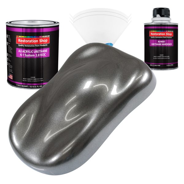 Meteor Gray Metallic Acrylic Urethane Auto Paint - Complete Quart Paint Kit - Professional Single Stage Automotive Car Coating, 4:1 Mix Ratio 2.8 VOC on Sale