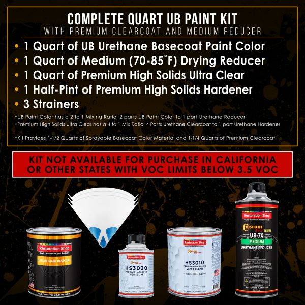 Classic White - Urethane Basecoat with Premium Clearcoat Auto Paint - Complete Medium Quart Paint Kit - Professional High Gloss Automotive Coating Supply - Image 2