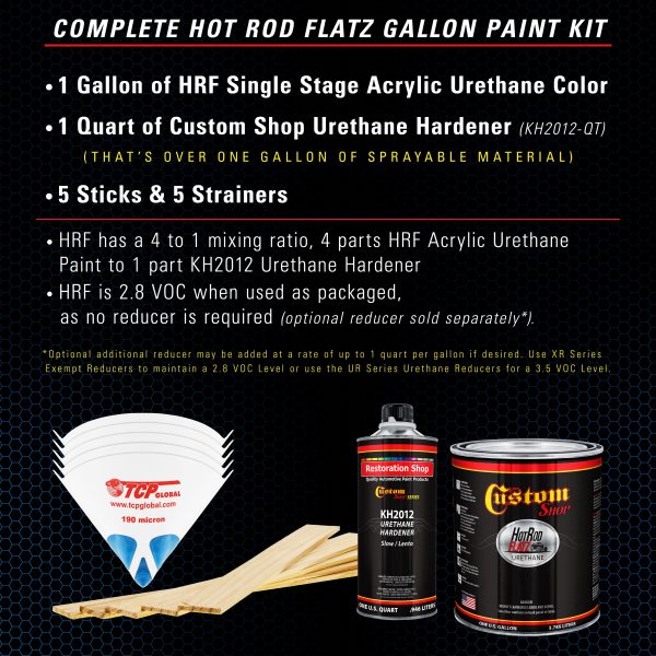 True Blue Firemist - Hot Rod Flatz Flat Matte Satin Urethane Auto Paint - Complete Gallon Paint Kit - Professional Low Sheen Automotive, Car Truck Coating, 4:1 Mix Ratio Fashion - Image 2