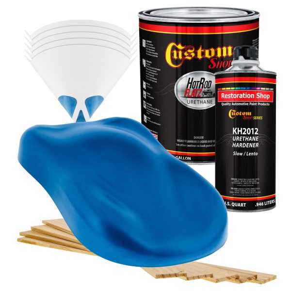 True Blue Firemist - Hot Rod Flatz Flat Matte Satin Urethane Auto Paint - Complete Gallon Paint Kit - Professional Low Sheen Automotive, Car Truck Coating, 4:1 Mix Ratio Fashion