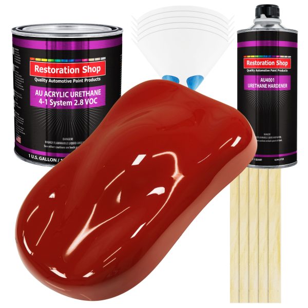 Candy Apple Red Acrylic Urethane Auto Paint - Complete Gallon Paint Kit - Professional Single Stage Automotive Car Truck Coating 4:1 Mix Ratio 2.8 VOC Online
