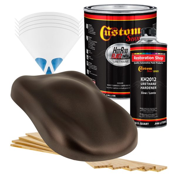 Mahogany Brown Metallic - Hot Rod Flatz Flat Matte Satin Urethane Auto Paint - Complete Gallon Paint Kit - Professional Low Sheen Automotive, Car Truck Coating, 4:1 Mix Ratio Discount