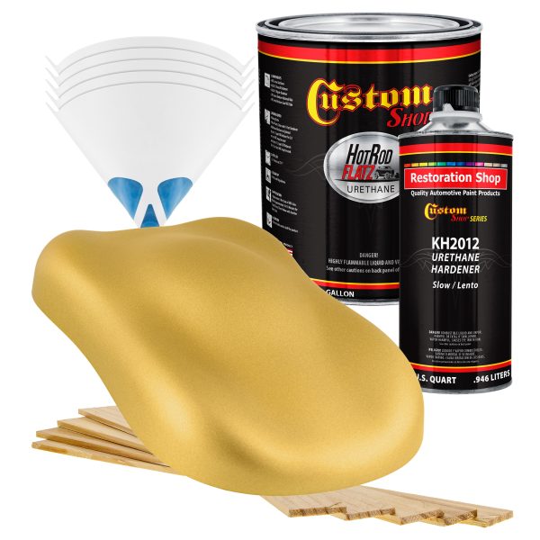 Anniversary Gold Metallic - Hot Rod Flatz Flat Matte Satin Urethane Auto Paint - Complete Gallon Paint Kit - Professional Low Sheen Automotive, Car Truck Coating, 4:1 Mix Ratio Online Sale